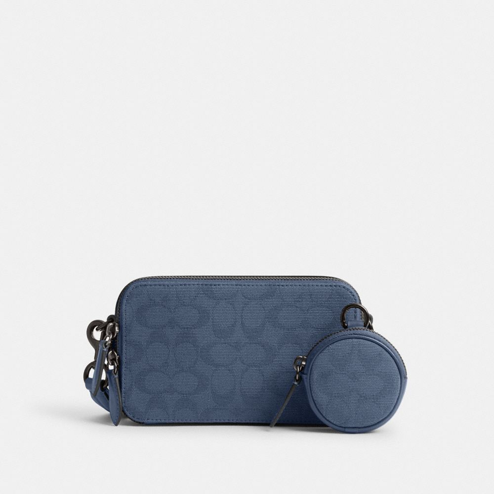 Washed Chambray Coach Charter Slim Crossbody In Signature Canvas Jacquard | COH866566