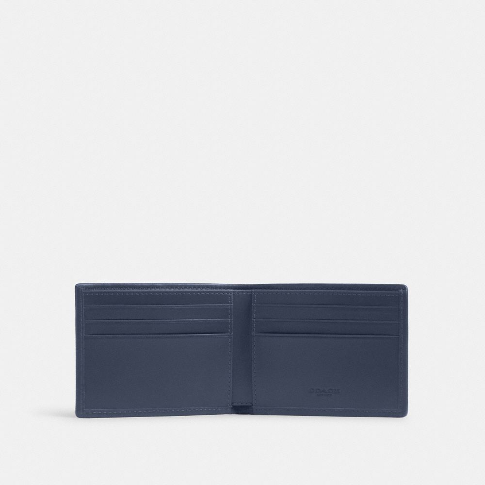 Washed Chambray Coach Slim Billfold Wallet In Signature Canvas Jacquard | COH866701