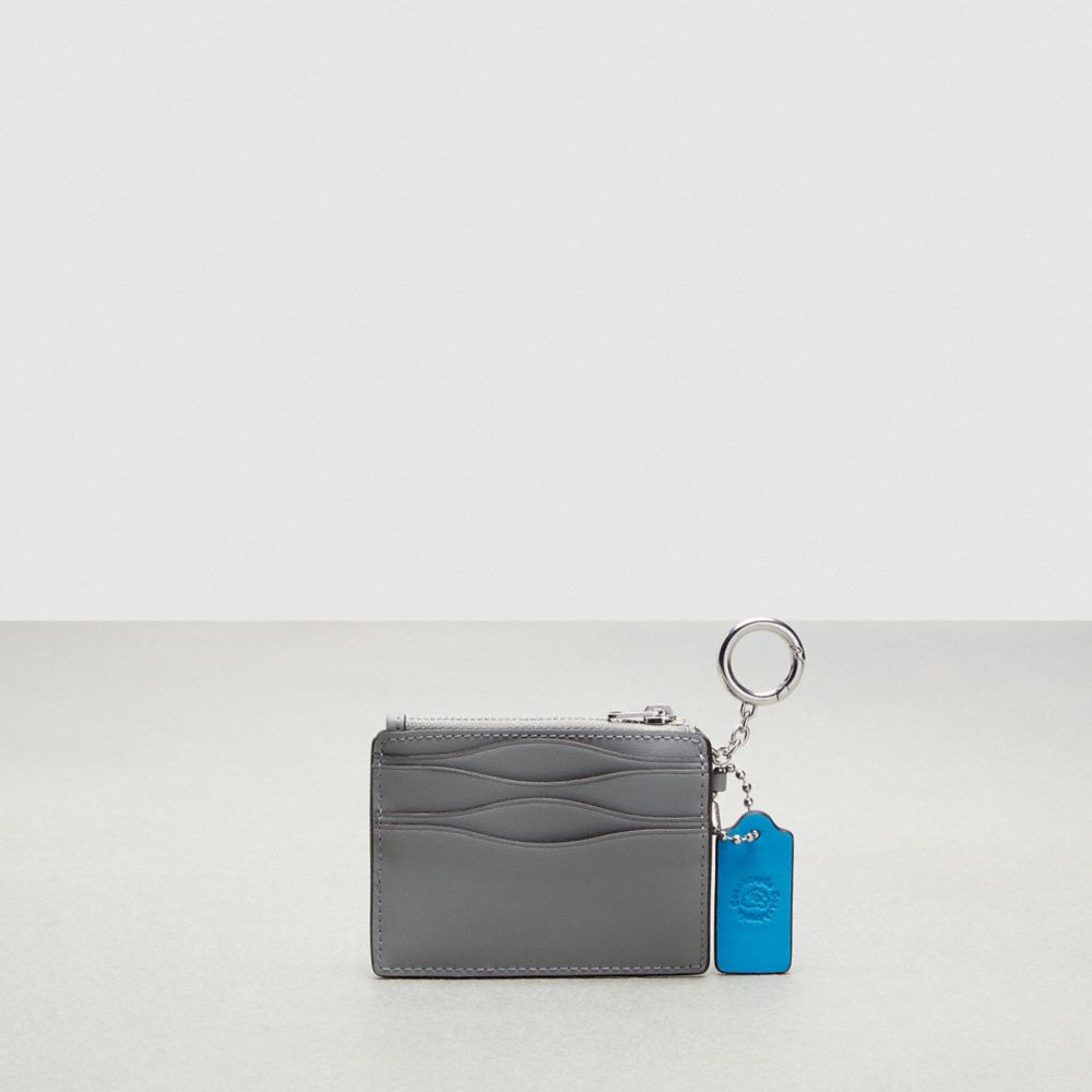 Washed Steel Coach Wavy Zip Card Case With Key Ring In Smooth Coachtopia Leather | COH865542