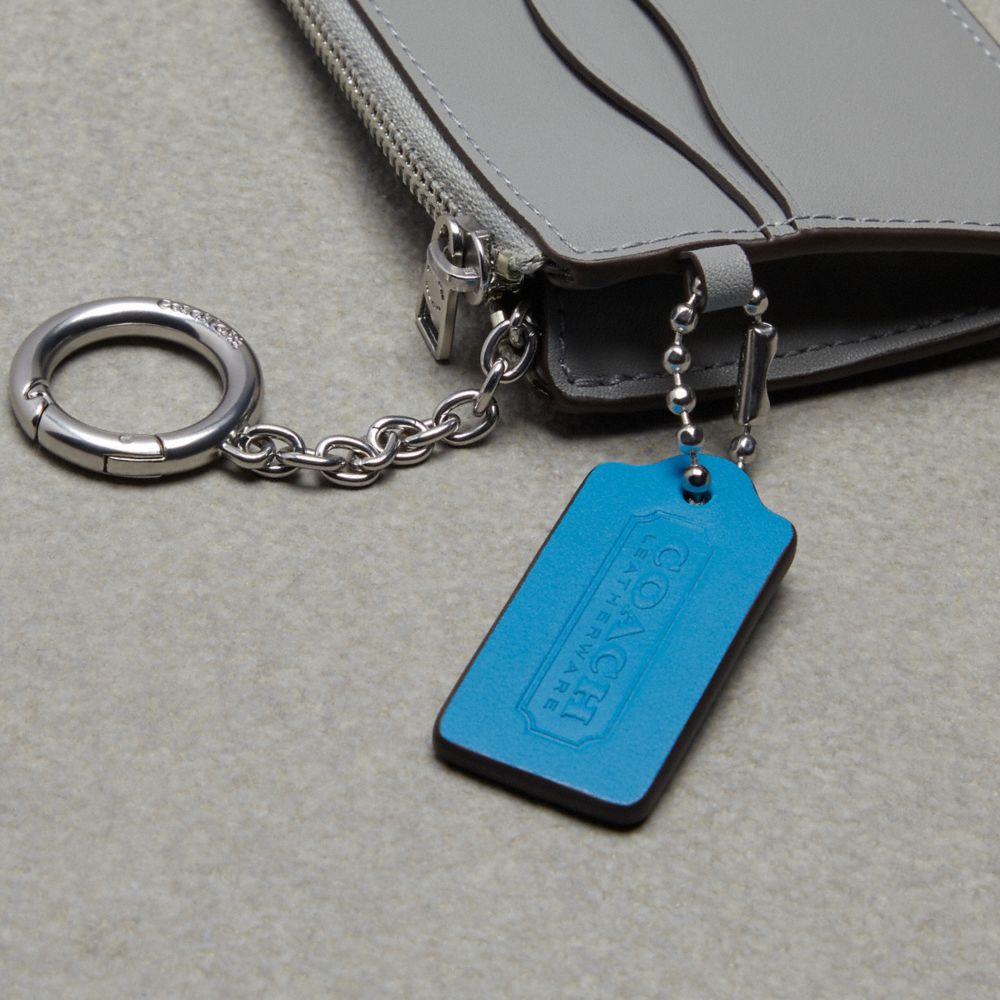 Washed Steel Coach Wavy Zip Card Case With Key Ring In Smooth Coachtopia Leather | COH865542