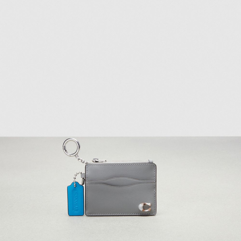 Washed Steel Coach Wavy Zip Card Case With Key Ring In Smooth Coachtopia Leather | COH865542