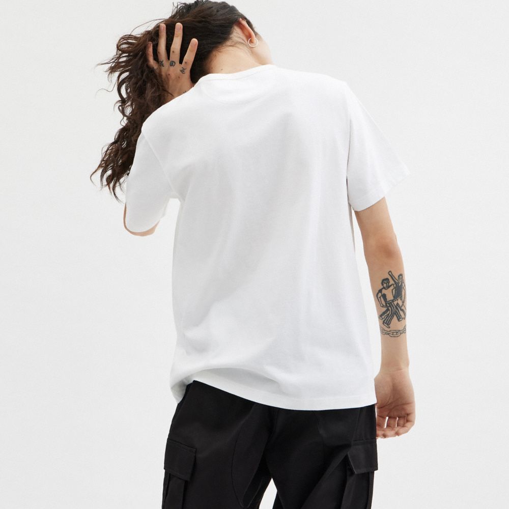 White/Charcoal Signature Coach Essential Pocket T Shirt | COH866928