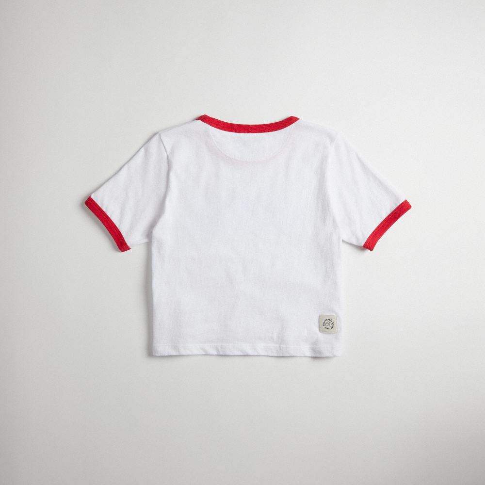 White/Red Multi Coach Cropped Tee: Coachtopia Creatures | COH865970