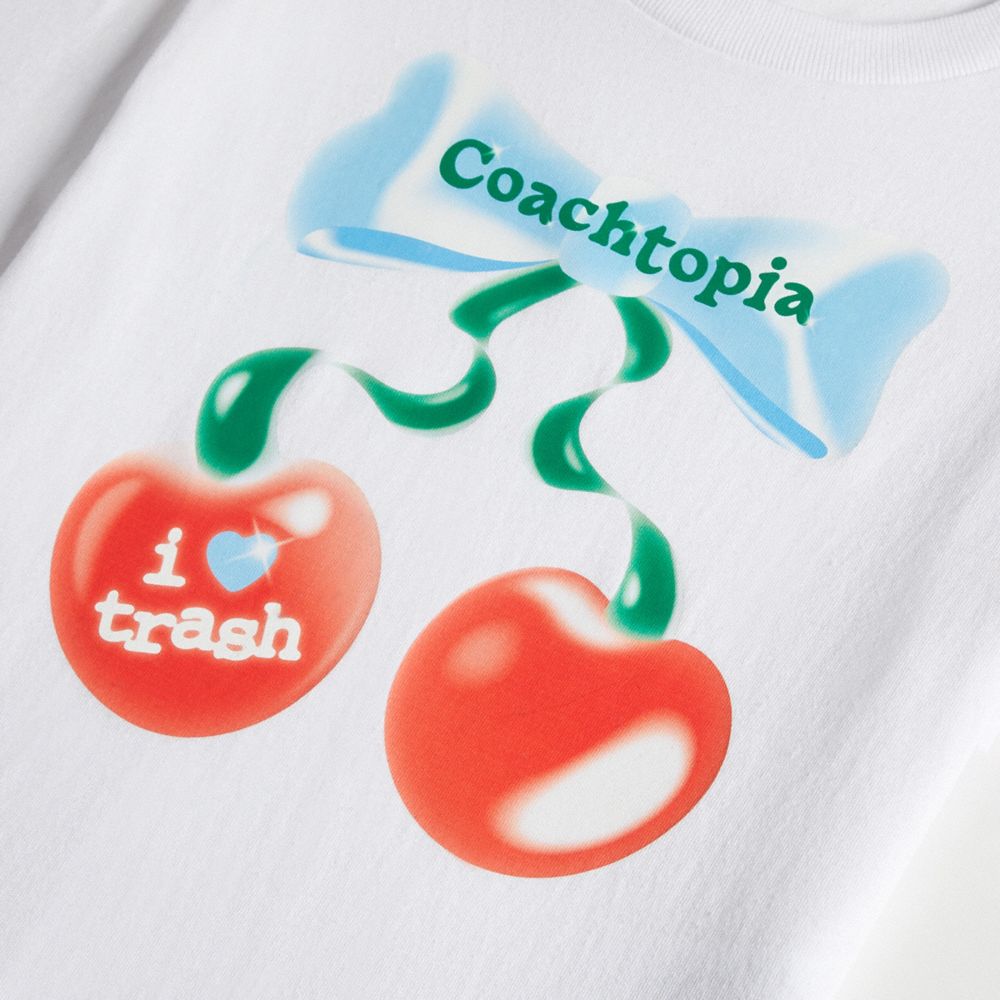 White Coach Cropped Tee: Cherry Bow | COH865974