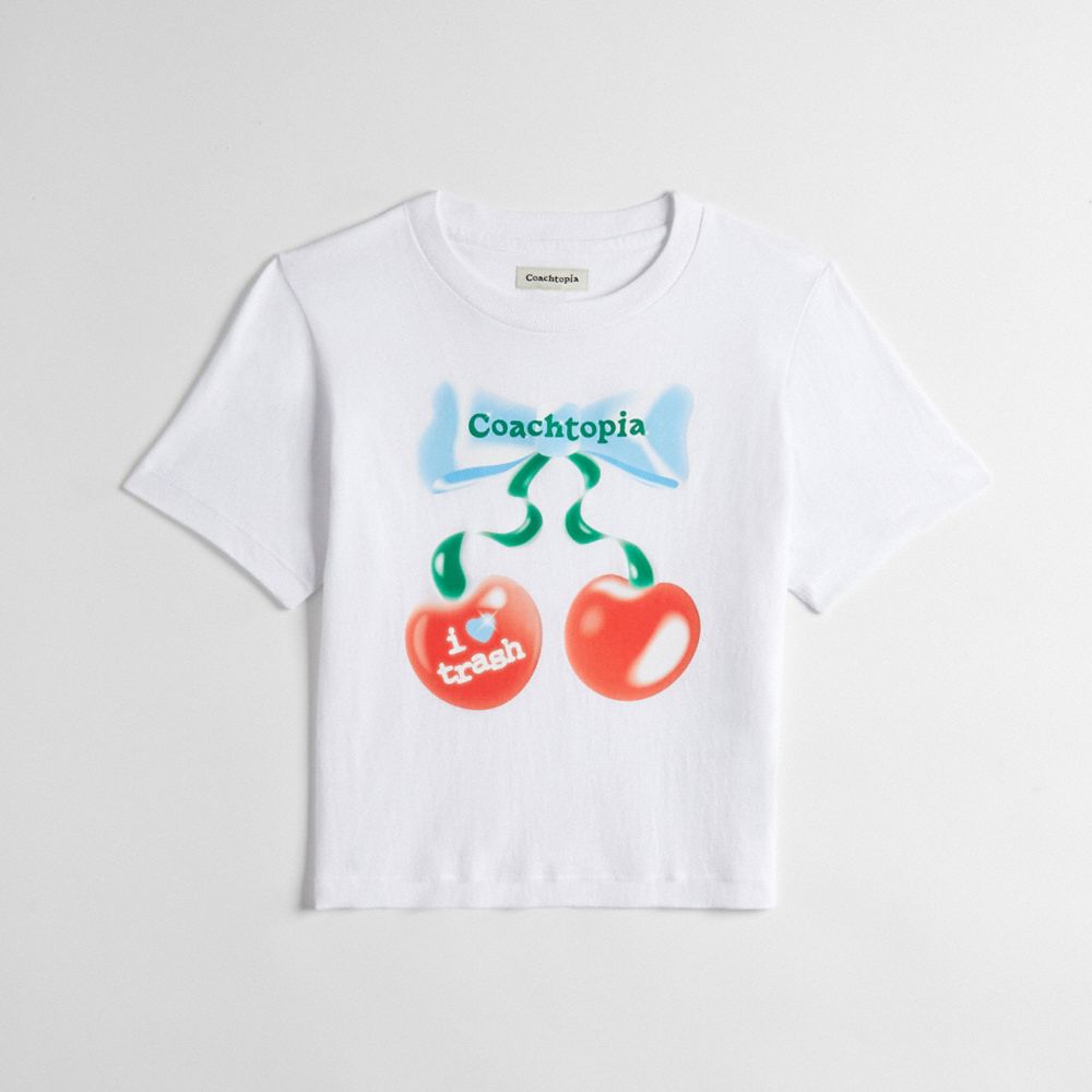 White Coach Cropped Tee: Cherry Bow | COH865974