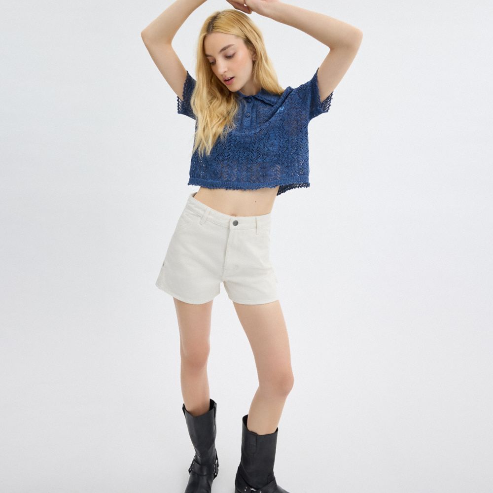 White Coach Painter Jean Shorts In Organic Cotton | COH866049