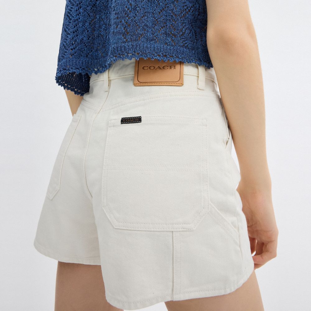 White Coach Painter Jean Shorts In Organic Cotton | COH866049