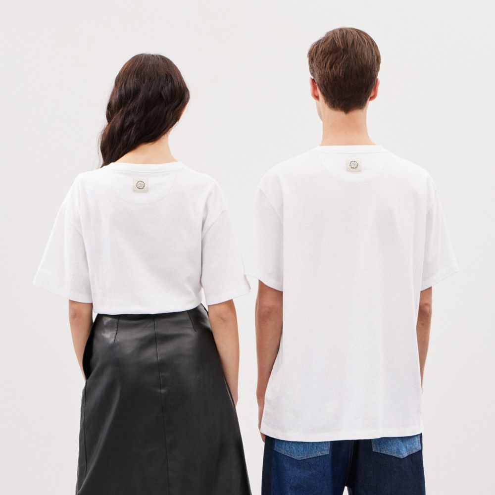White Coach Relaxed T Shirt In 97% Recycled Cotton: This Is Coachtopia | COH866912
