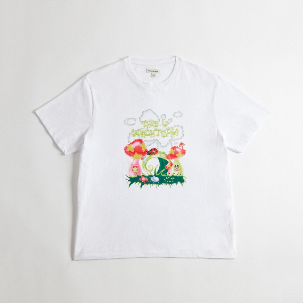 White Coach Relaxed T Shirt In 97% Recycled Cotton: This Is Coachtopia | COH866912