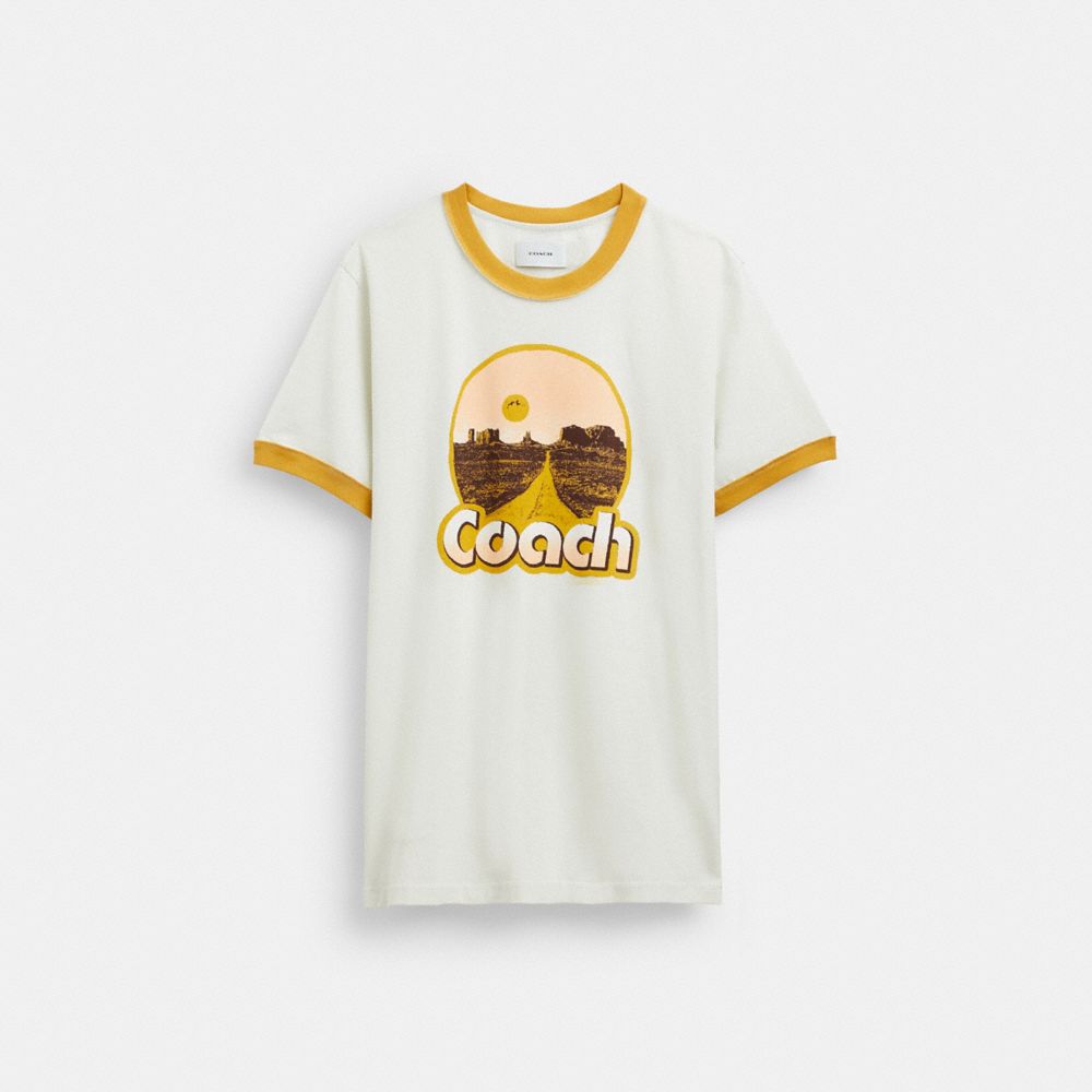 White Coach Roadside Ringer T Shirt | COH866908