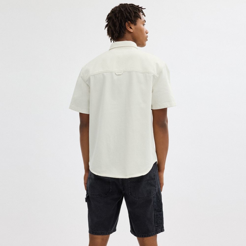 White Coach Short Sleeve Denim Shirt In Organic Cotton | COH866935