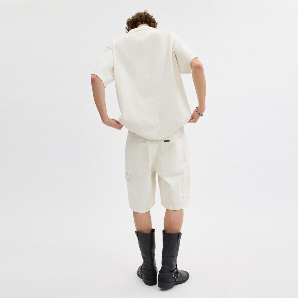 White Coach White Denim Shorts In Organic Cotton | COH866956