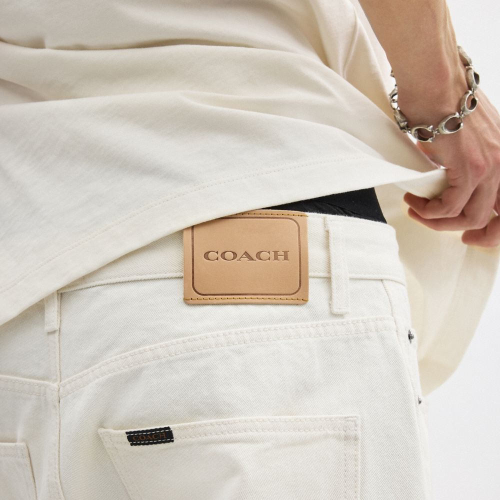 White Coach White Denim Shorts In Organic Cotton | COH866956