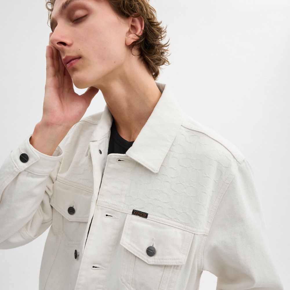 White Coach White Denim Trucker In Organic Cotton | COH866880