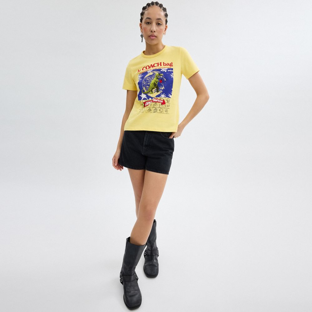 Yellow Coach 90's T Shirt In Organic Cotton | COH866014