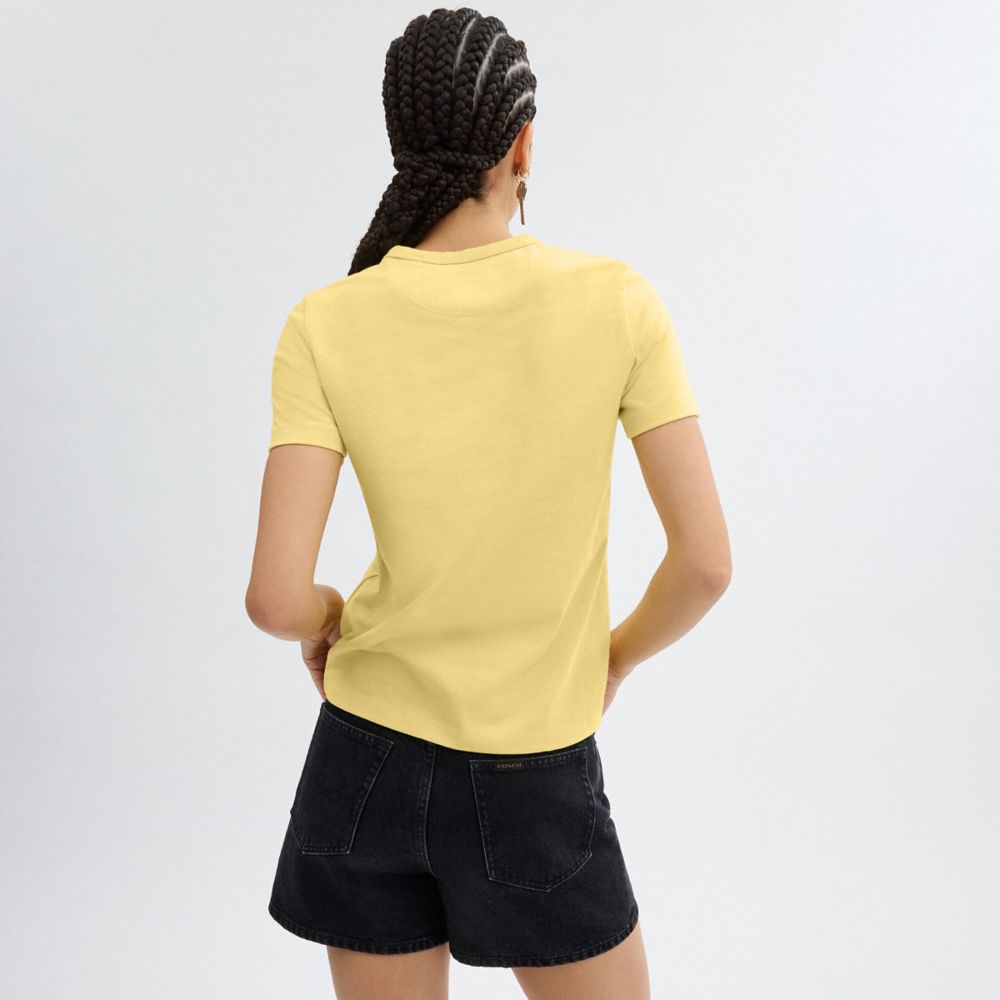 Yellow Coach 90's T Shirt In Organic Cotton | COH866014