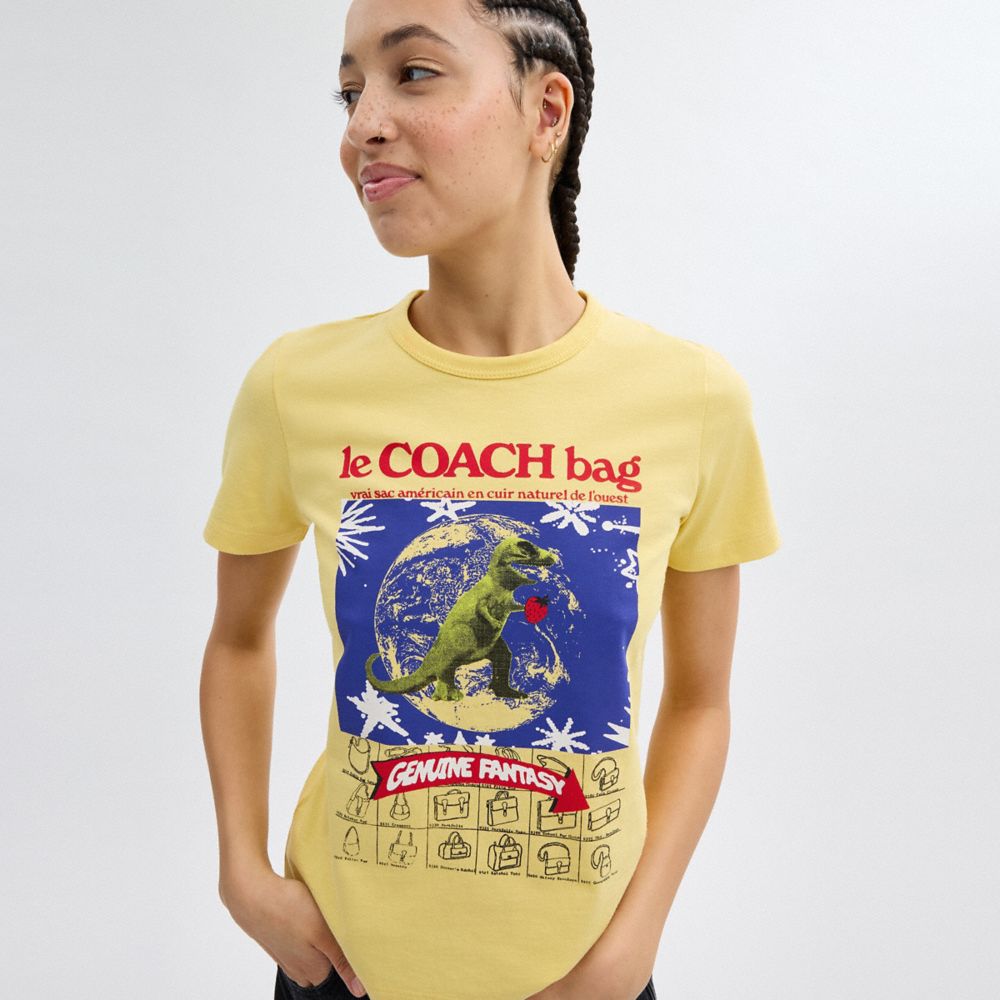 Yellow Coach 90's T Shirt In Organic Cotton | COH866014