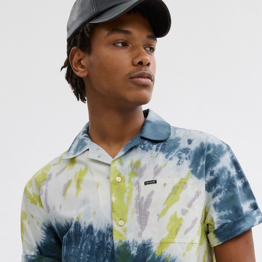 Yellow Coach Tie Dye Shirt In Organic Cotton | COH866933