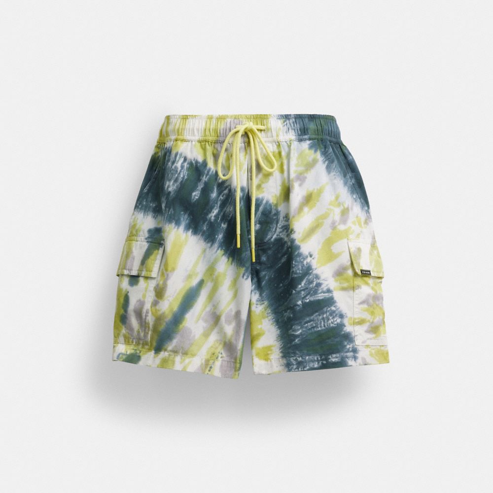 Yellow Coach Tie Dye Shorts In Organic Cotton | COH866955