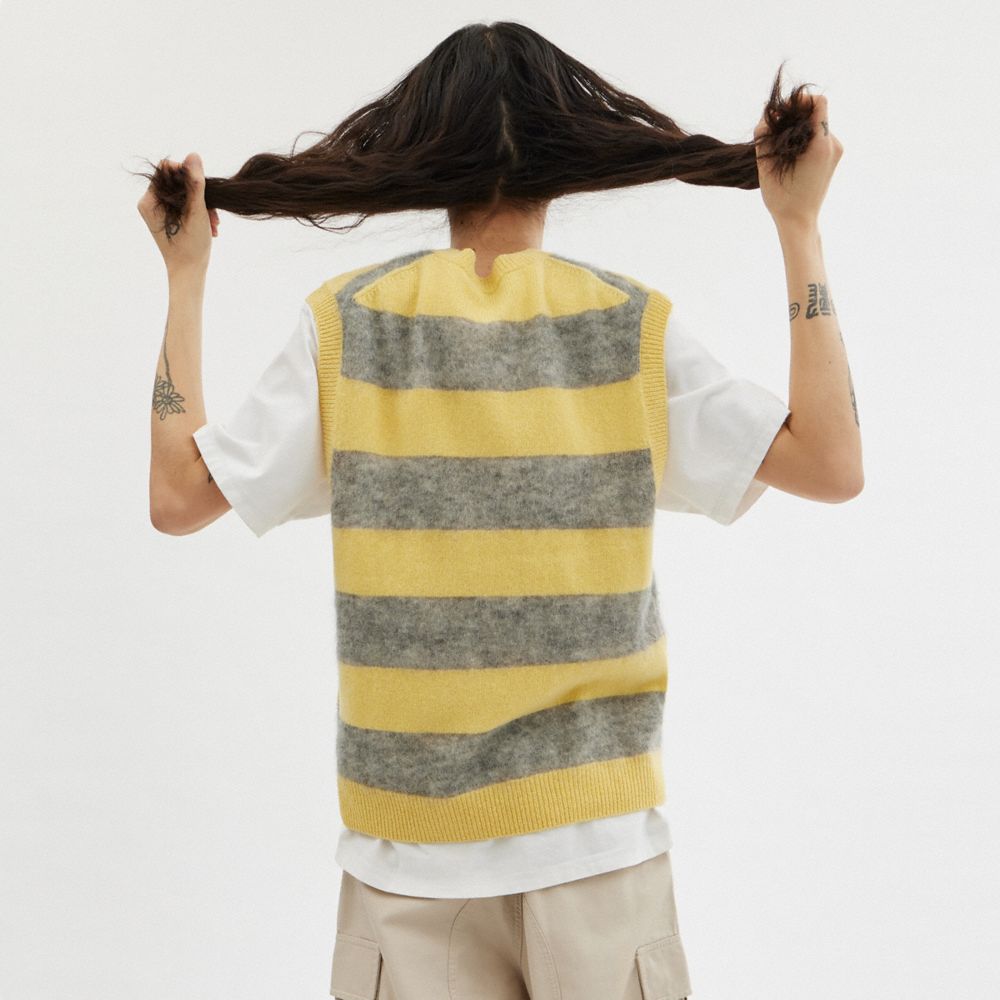 Yellow Multi Coach Sweater Vest | COH866887