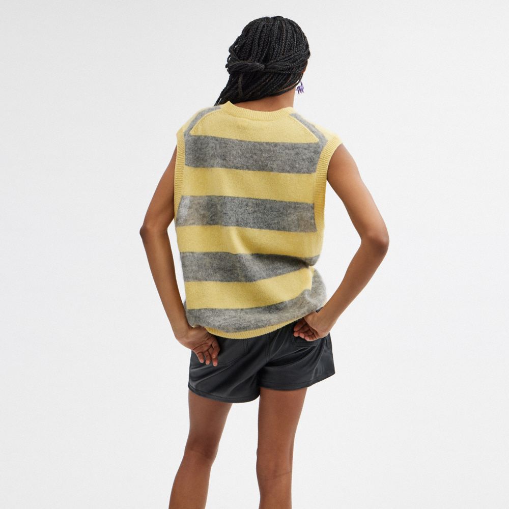 Yellow Multi Coach Sweater Vest | COH866887