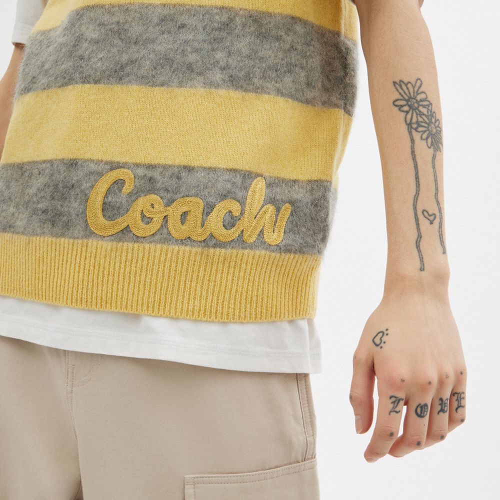 Yellow Multi Coach Sweater Vest | COH866887