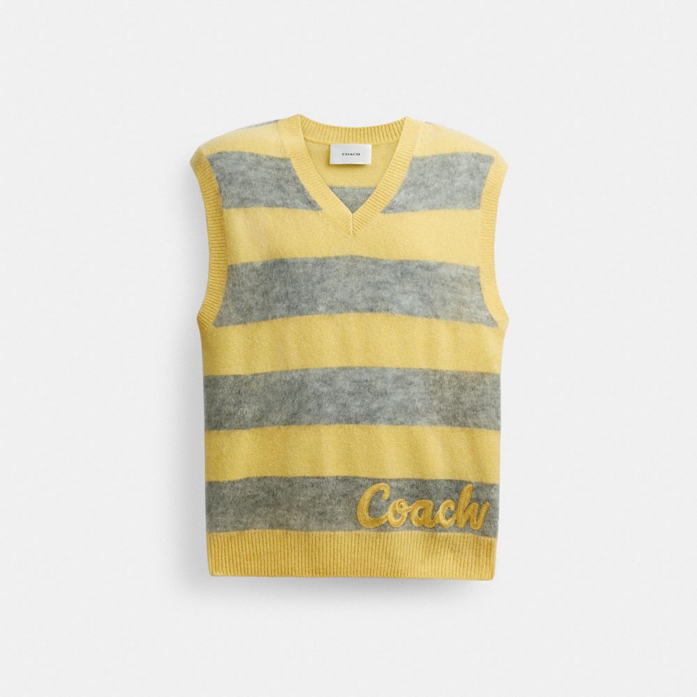 Yellow Multi Coach Sweater Vest | COH866887