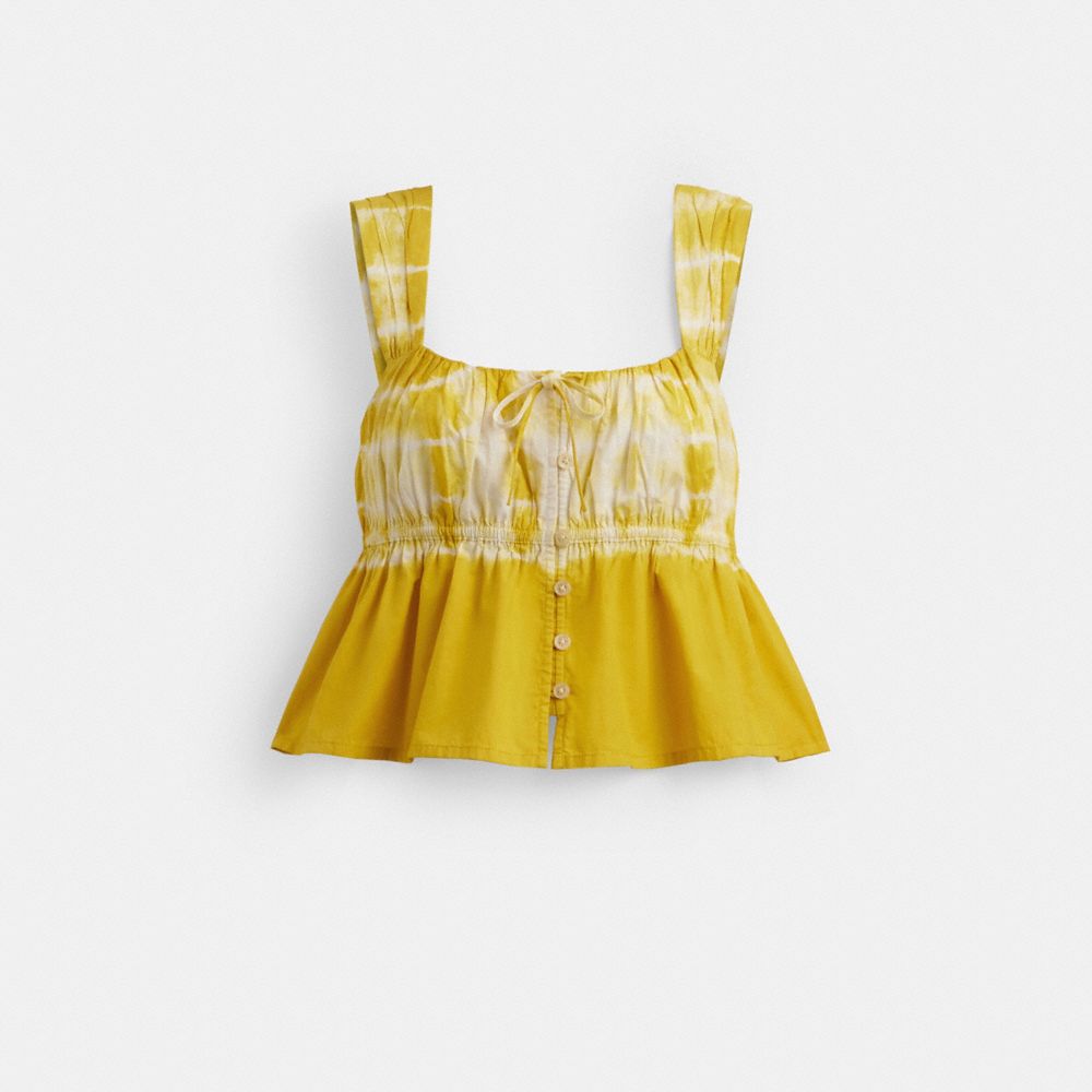 Yellow Multi Coach Tie Dye Tank Top In Organic Cotton | COH866013